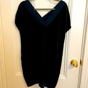 Black Lou & Grey dress with deep teal collar and hem accents